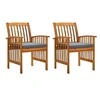 Image de Lot de 2 chaise H. 90 cm non pliable en acacia exterieur marron