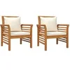 Image de 2 Chaises de canapé avec coussins blanc crème Bois d'acacia