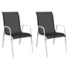 Image de Chaises empilables de jardin lot de 2 Acier et textilène Noir