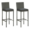 Image de Tabourets de bar de jardin et coussins lot de 2 résine tressée