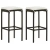 Image de Tabourets de bar avec coussins lot de 2 marron résine tressée