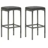 Image de Tabourets de bar avec coussins lot de 2 gris résine tressée