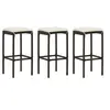 Image de Tabourets de bar avec coussins lot de 3 marron résine tressée313442