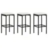 Image de Tabourets de bar avec coussins lot de 3 noir résine tressée