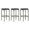 Image de Tabourets de bar avec coussins lot de 3 gris résine tressée313444
