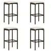 Image de Tabourets de bar avec coussins lot de 4 marron résine tressée