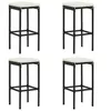 Image de Tabourets de bar avec coussins lot de 4 noir résine tressée