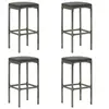 Image de Tabourets de bar avec coussins lot de 4 gris résine tressée