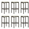 Image de Tabourets de bar avec coussins lot de 6 marron résine tressée313448