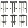 Image de Tabourets de bar avec coussins lot de 6 gris résine tressée