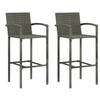 Image de Tabourets de bar lot de 2 gris résine tressée