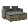 Image de Salon de jardin 3 pcs avec coussins Résine tressée Gris