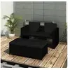 Image de Salon de jardin 3 pcs avec coussins Résine tressée Noir