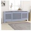 Image de Cache-radiateur - - 205 cm - MDF Gris - Design à lattes modernes - Espace de rangement supplémentaire