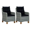 Image de Chaises de jardin avec coussins lot de 2 Résine tressée