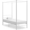 Image de Cadre de lit à baldaquin sans matelas blanc métal 100x200 cm