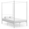 Image de Cadre de lit à baldaquin sans matelas blanc métal 120x200 cm