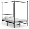 Image de Cadre de lit à baldaquin sans matelas noir 140x200 cm métal