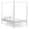 Image de Cadre de lit à baldaquin sans matelas blanc 140x200 cm métal