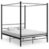 Image de Cadre de lit à baldaquin sans matelas noir 160x200 cm métal