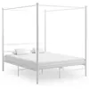 Image de Cadre de lit à baldaquin sans matelas blanc 160x200 cm métal