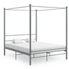 Image de Cadre de lit à baldaquin sans matelas gris métal 160x200 cm