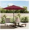 Image de Parasol de Jardin avec Lumières LED et Mât en Acier, Pare-soleil de Patio, Abri de Soleil, Parasol de Terrasse, 300 cm Rouge Bordeaux