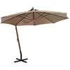 Image de Vidaxl Parasol droit carré 350x290 cm toile polyester mat bois non inclinable