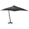 Image de Parasol de Jardin Suspendu avec Mât, Pare-soleil de Patio, Abri de Soleil, Parasol de Terrasse, Anthracite 3x3 m Bois 313774