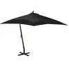 Image de Parasol de Jardin Suspendu avec Mât, Pare-soleil de Patio, Abri de Soleil, Parasol de Terrasse, Noir 3x3 m Bois de 313778