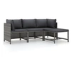Image de Salon de jardin 4 pcs avec coussins Résine tressée Gris