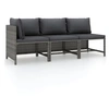 Image de Salon de jardin 3 pcs avec coussins Résine tressée Gris