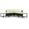 Image de Salon de jardin 5 pcs avec coussins Noir Résine tressée