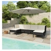 Image de Salon de jardin 6 pcs avec coussins résine tressée noir