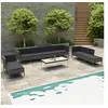 Image de Salon de jardin 10 pcs avec coussins Résine tressée Gris