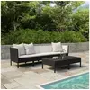 Image de Salon de jardin 6 pcs avec coussins résine tressée noir