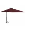 Image de Parasol de Jardin en Porte-à-faux avec Mât et Lumières LED, Pare-soleil de Patio, Abri de Soleil Terrasse, Rouge 312326