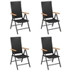 Image de Chaises de jardin lot de 4 Résine tressée Noir