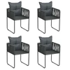 Image de Chaises d extérieur lot de 4 avec oreillers Résine tressée Noir