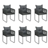 Image de Chaises d extérieur lot de 6 avec oreillers Résine tressée Noir