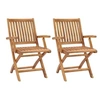 Image de Chaises de jardin pliables - - Bois de teck massif - Brun - Naturel - 2 personnes