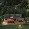 Image de Salon de jardin modulable bois massif gris 5 pieces 70 x 68 x 60 4 personnes