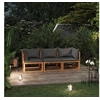 Image de Salon de jardin modulable beige bois massif 4 pieces 70 x 68 x 60 cm