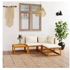 Image de Salon de jardin 4 pcs avec coussin Crème Bois d acacia solide