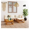 Image de Salon de jardin 5 pcs avec coussin Crème Bois d acacia solide