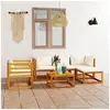 Image de Salon de jardin modulable bois massif beige 6 pieces 70 x 68 x 60 5 personnes
