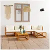 Image de Salon de jardin modulable 5 personnes 6 pieces bois massif 70 x 68 x 60 cm beige