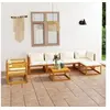 Image de Salon de jardin 7 pcs avec coussin Crème Bois d acacia solide