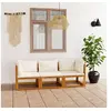 Image de Canapé de jardin à 3 places avec coussin Crème Bois d acacia