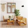 Image de Salon de jardin modulable bois massif beige 5 pieces 4 personnes